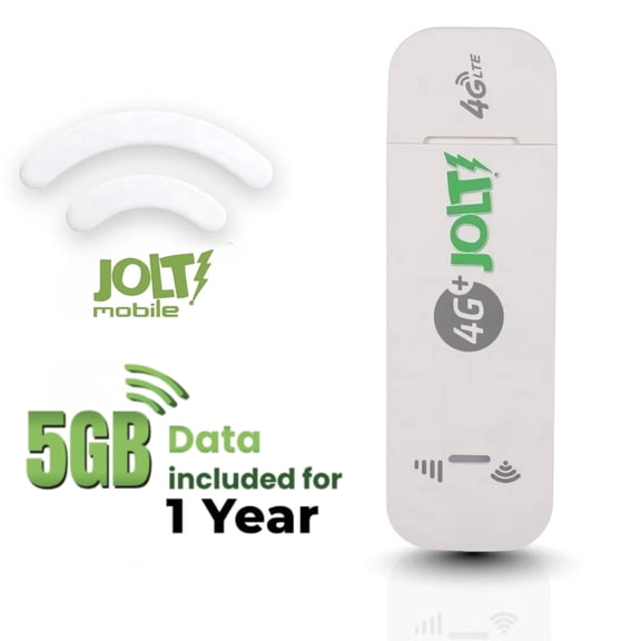Jolt Mobile 4G LTE USB WiFi Modem Router and Stick Adapter with 5GB Data