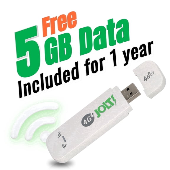 Jolt Mobile 4G LTE USB WiFi Modem Router and Stick Adapter with 5GB Data
