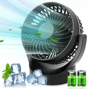 JOLTIX 7" Table Fan,3100mAh,Silent, Super Wind Power and Battery Life, Desktop Mini Fan,Black