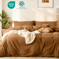 thumbnail image 1 of JOLUSERE 100% Organic Yarn-Dyed Cotton Duvet Cover Queen Set, 3 Pieces Cotton Bedding Duvet Cover,Ultra Soft & Fade Resistant,Caramel, 1 of 14