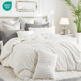 thumbnail image 1 of JOLUSERE Creamy White Fluffy Striped Duvet Cover King Set, 3-Piece Super Soft Faux Rabbit Fur Winter Warm Fuzzy Comforter Cover, 1 of 15