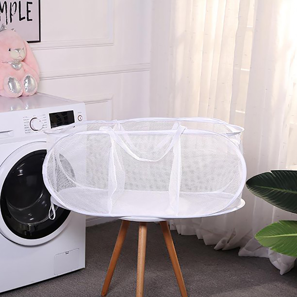 JOLYMAKER Deluxe Mesh Pop Up 3 Compartment Laundry Sorter Hamper Basket