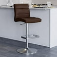 JOMA Adjustable Height Brown Lush Stool with Brushed Round Flat Base