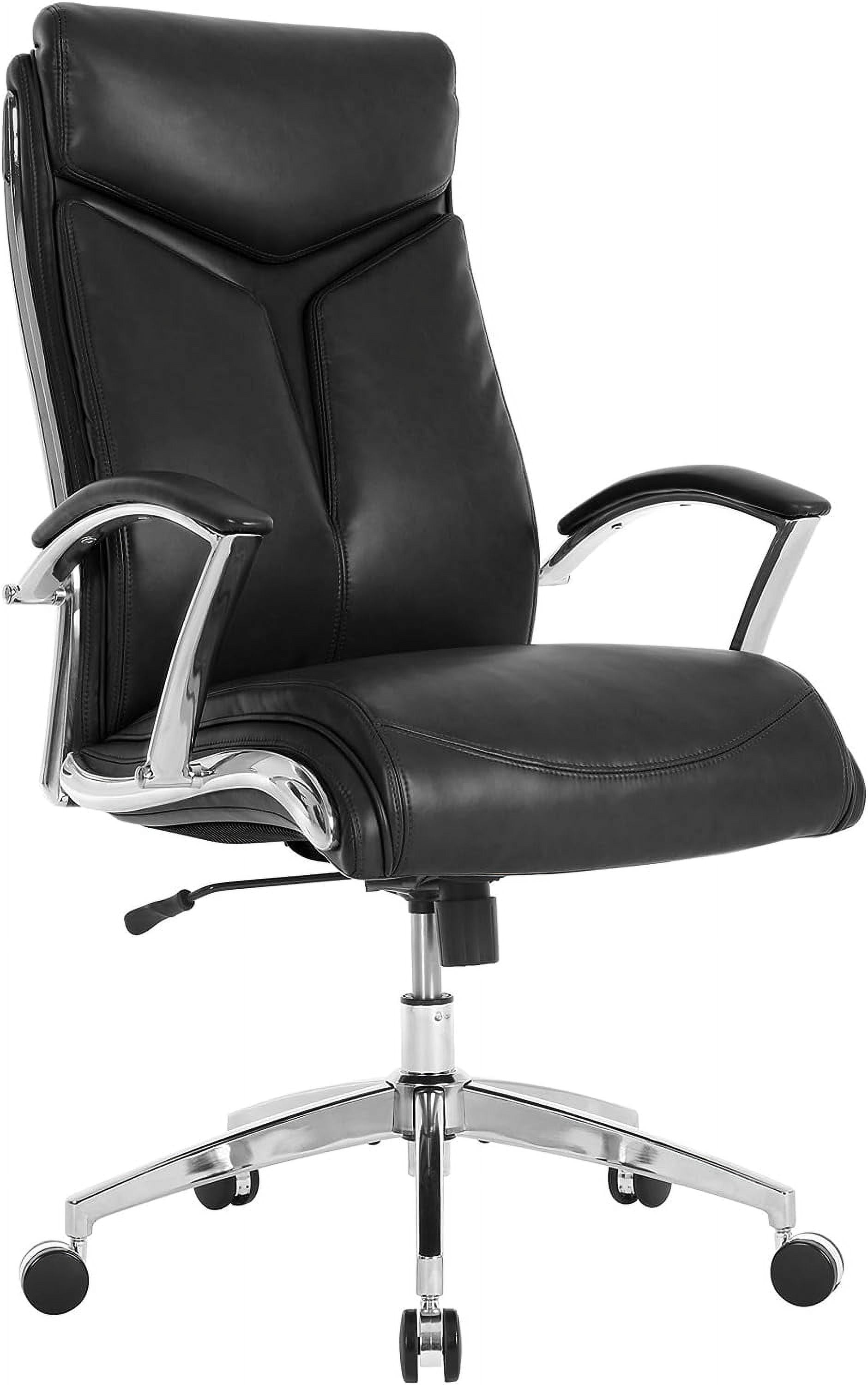 Verismo Executive High-Back Swivel Chair in Black Leather and Chrome