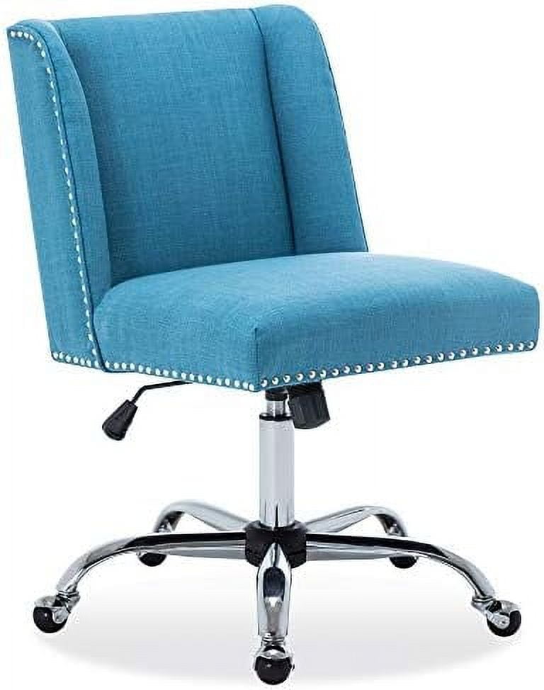 JOMA Upholstered Linen Office Chair with Nailhead Trim Armless