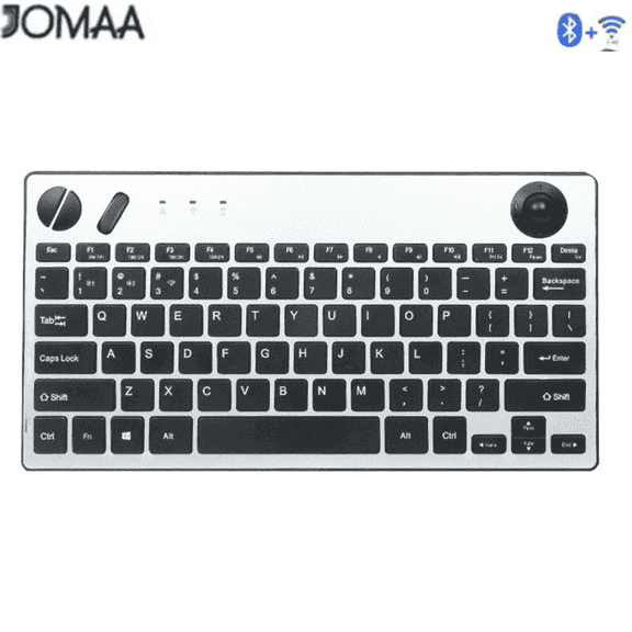 JOMAA Bluetooth Wireless Keyboard with Trackball Air Mouse, Brown for Windows Mac iOS Android Computer Tablet Desktop