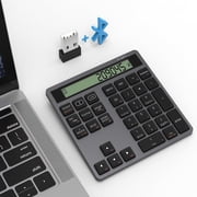 JOMAA Wireless Number Pad, 2.4G & Bluetooth Numeric Keypad with Calculator Function, Quiet Click for Laptop Accountants