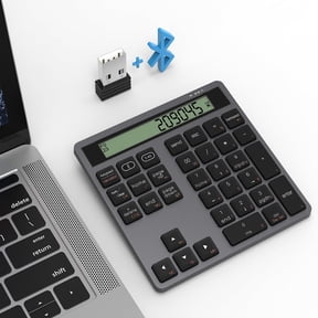 JOMAA Wireless Number Pad, 2.4G & Bluetooth Numeric Keypad with Calculator Function, Quiet Click for Laptop Accountants