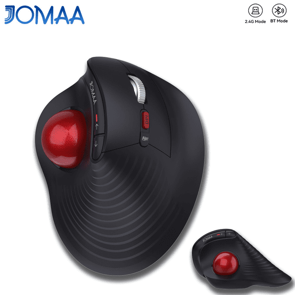 JOMAA Speed Roller Vertical Trackball Mouse Wireless Thumb-Control Mouse Slient Click Rechargeable Ergonomic Trackball Mouse for Windows ios Macbook