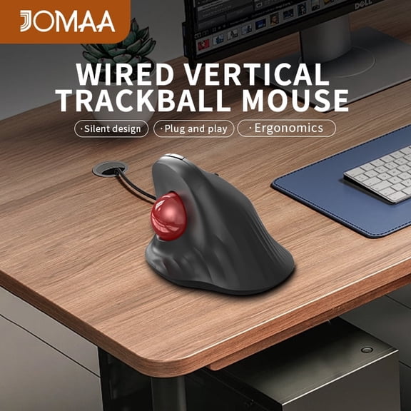JOMAA Trackball Mouse Wired Ergonomic Design Easy Thumb Control Precise & Smooth Tracking Mouse for PC, Laptop Home Office 600/800/1200/1600 DPI