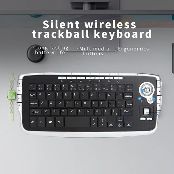 JOMAA Wireless Trackball Keyboard 2.4G Mini Keyboard Music Ergonomic Keyboard with trackball and Scroll Wheel
