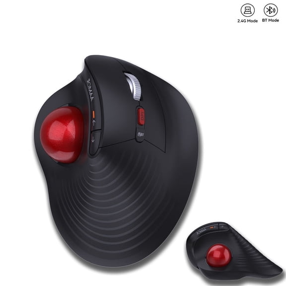 JOMAA Wireless Trackball Mouse - Reduce Wrist Strain with Ergonomic Vertical Design - Thumb Control, 3-Device Bluetooth & USB, Rechargeable for PC/Mac
