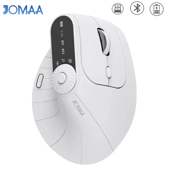 JOMAA Wireless Vertical Mouse Rechargeable Optical Mice With Function Adjustment Knob Ergonomic Mouse for Multi-Purpose