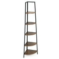 thumbnail image 1 of Open Box JOMEED 5 Shelf Corner Etagere Ladder Corner Bookcase, Black and Brown, 1 of 6