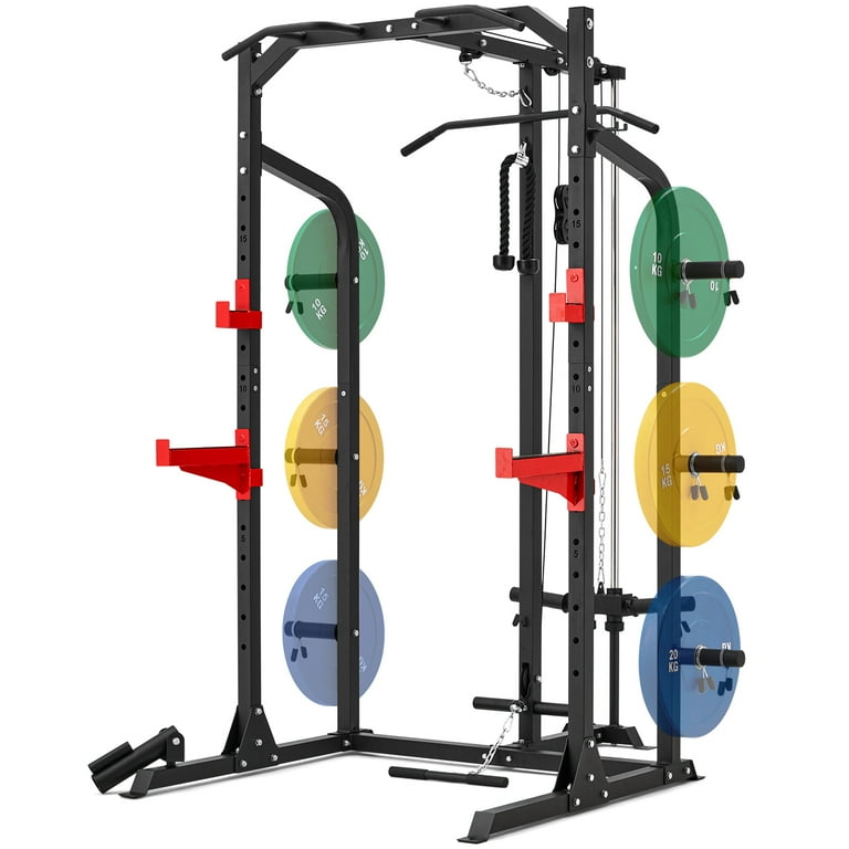 JOMEED Half Rack Squat Rack for Weight Lifting 1000LBS Capacity Power Cage Optional with Pulley System for homegym Come with Pull Up Bar Safety Bar