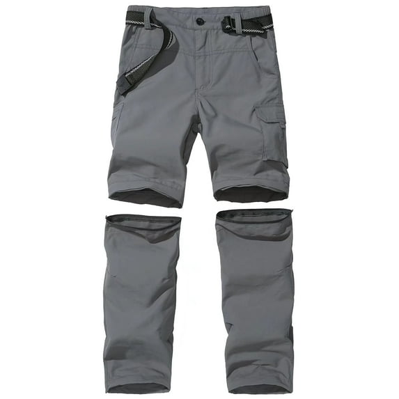 JOMLUN Boys Scout Pants Hiking Convertible Pants Outdoor Quick Dry Lightweight Zip Off Pants Climbing Casual Trouser Kids Youth Cargo Pants
