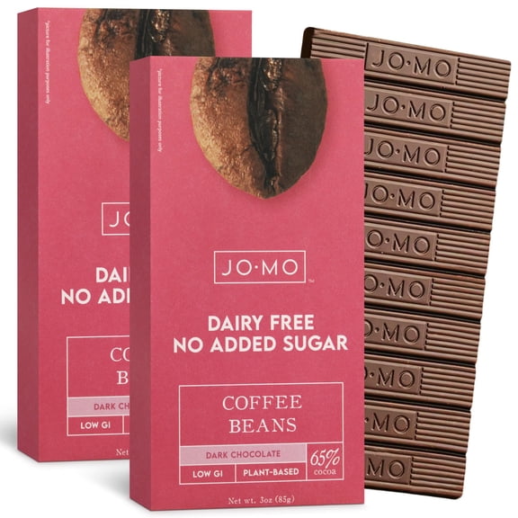 JOMO Chocolate Candy Bars, Pack of 2 Chocolate Candy Bulk 3oz Each, Healthy Dark Coffee Beans Flavor Featuring Low Sugar Formulation.