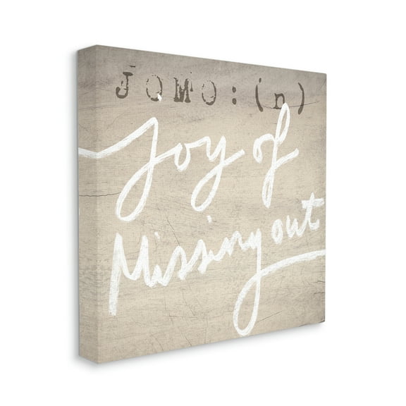 JOMO Definition Rustic Joy of Missing Out Typography Gallery-Wrapped Canvas Print Wall Art, 17x17