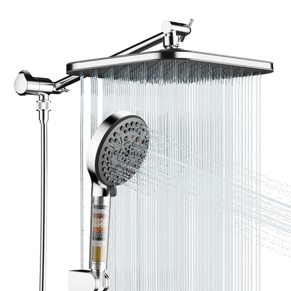 JOMOO 12 Inch Rainfall Shower Head Combo with Filtered Handheld, High Pressure Shower Head Set with Extension Arm, 71 inch Shower Hose, Chrome
