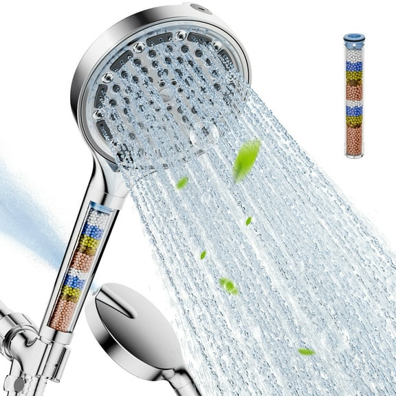 JOMOO Handheld Shower Head, 6 Setting High Pressure Filtered Showehead with Handheld, 6 inch Water Softener Filters Beads for Hard Water Shower Head with Extra Long 71" Stainless Steel Hose (Chrome)