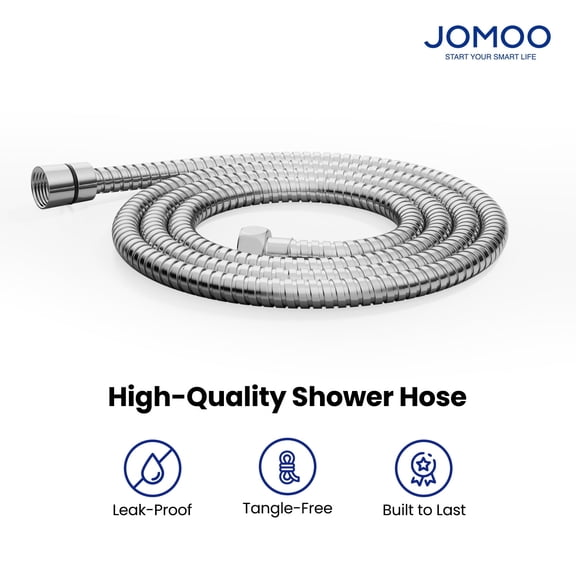 JOMOO Shower Hose Extra Long 98 Inches Flexible Stainless Steel Handheld Shower Head Hose with Brass Insert and Nut, EPDM Inner Tube, Anti-Kink Chrome Shower Head Hose Replacement