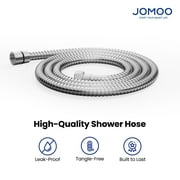 JOMOO Shower Hose Extra Long 98 Inches Flexible Stainless Steel Handheld Shower Head Hose with Brass Insert and Nut, EPDM Inner Tube, Anti-Kink Chrome Shower Head Hose Replacement