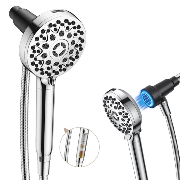 JOMOO Handheld Shower Head with Magnetic Dock, Pulse Massage Spray, High Pressure Filtered Water and 7 Spray Modes for Bathroom Cleaning & Pet Bathing