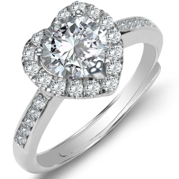 JOMVERL Moissanite Engagement Ring, S925 Sterling Silver Weeding Rings Heart Shaped Promise Rings for Women 1 CT D Color VVS1 Clarity