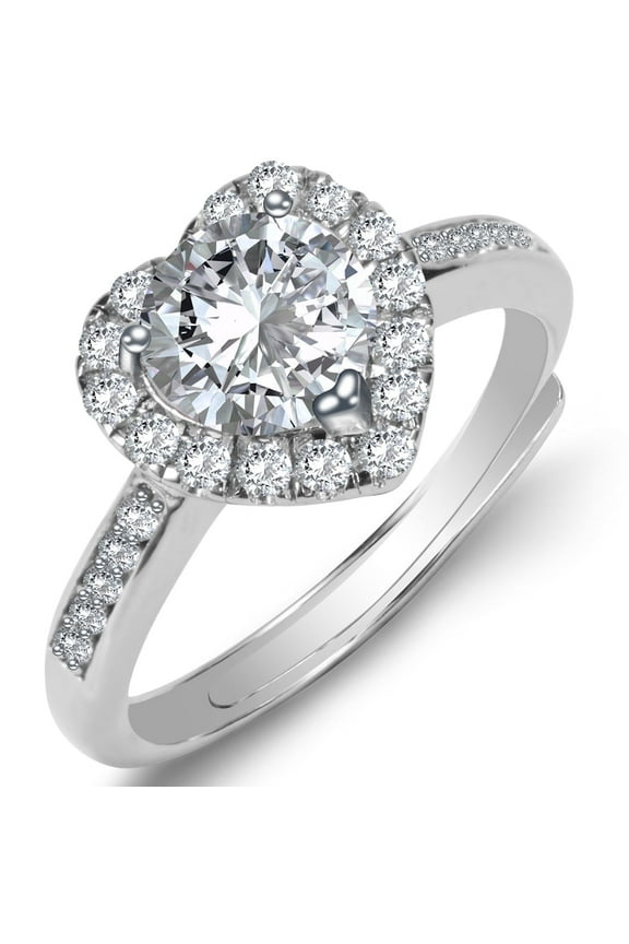 Moissanite Engagement Ring, S925 Sterling Silver Weeding Rings Heart Shaped Promise Rings for Women 1 CT D Color VVS1 Clarity