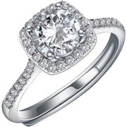 JOMVERL Moissanite Engagement Ring, S925 Sterling Silver Weeding Rings Round Shaped Band Promise Rings for Women 1 CT D Color