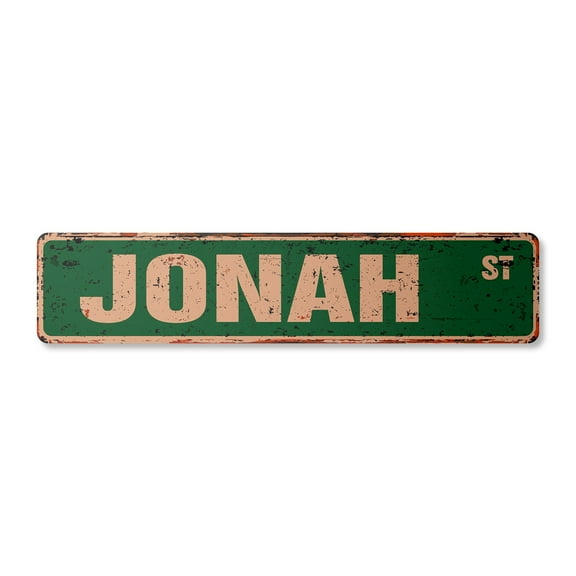 JONAH Vintage Plastic Street Sign Childrens Name Room Sign | Indoor/Outdoor |  18" Wide