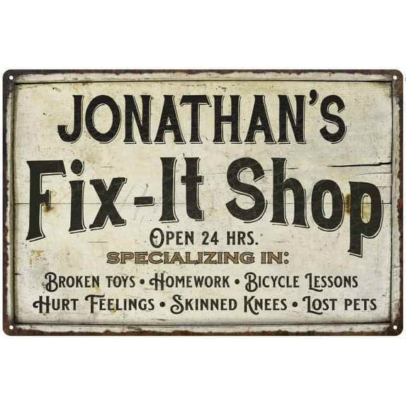 JONATHAN'S Fix-It Shop Sign Grandpa Dad Wall Decor Gift 8x12 Metal 108120006058