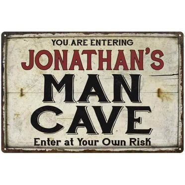 JONATHAN'S Man Cave Sign Rustic 8 x 12 High Gloss Metal 208120035058