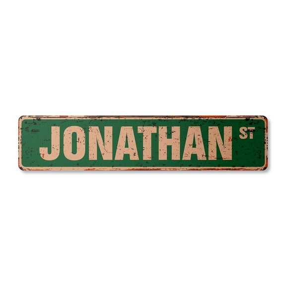 JONATHAN Vintage Plastic Street Sign Childrens Name Room Sign | Indoor/Outdoor | 18" Wide
