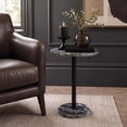 thumbnail image 1 of JONATHAN Y 10" x 22.25" Black Marble and Iron Drink Table, Contemporary Minimalist Round Pedestal Accent Side Table MTB1110B, 1 of 8