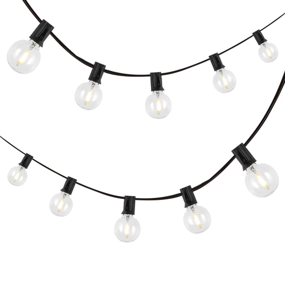 JONATHAN Y 25-Light Indoor/Outdoor 25 ft. Contemporary Rustic Incandescent G40 Bistro Globe Bulb String Lights, Black (Set of 2)