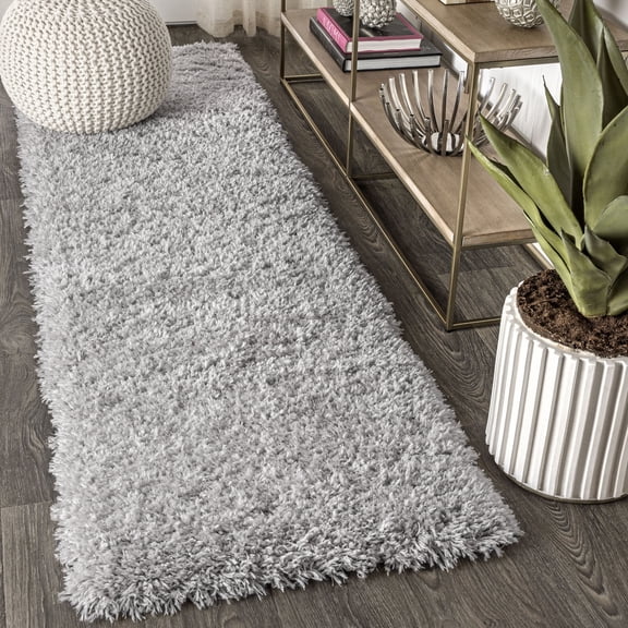 JONATHAN Y ALASKA SHAG 2 x 8 Runner Rug, Aydin Plush - Gray, ALA102A-28
