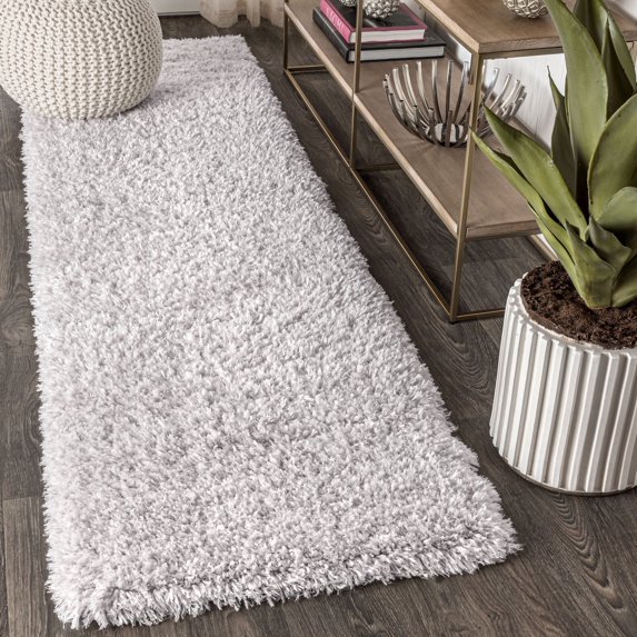 JONATHAN Y ALASKA SHAG 2 x 8 Runner Rug, Aydin Plush - Gray/Ivory, ALA102C-28