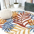 thumbnail image 1 of JONATHAN Y AMALFI COAST 6' Round Area Rug, Tropics Palm Leaves - Cream/Orange, AMC100B-6R, 1 of 10