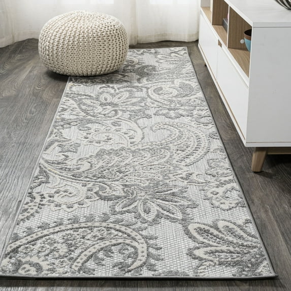 JONATHAN Y AMALFI COAST 2 x 8 Runner Rug, Gordes Paisley - Light Gray/Ivory, AMC103A-28