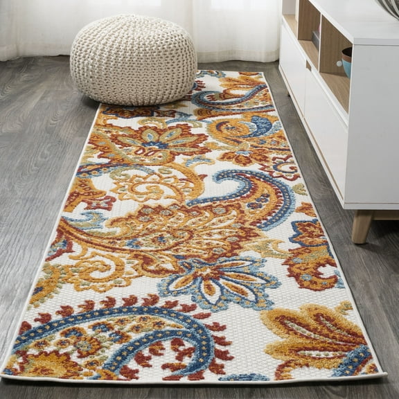 JONATHAN Y AMALFI COAST 2 x 10 Runner Rug, Gordes Paisley - Orange/Multi, AMC103B-210