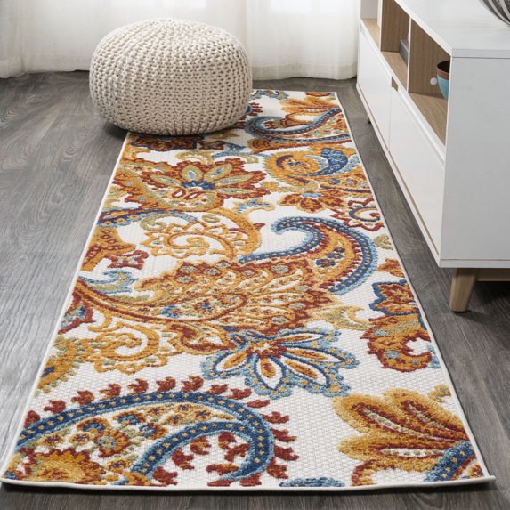 JONATHAN Y AMALFI COAST 2 x 8 Runner Rug, Gordes Paisley - Orange/Multi, AMC103B-28