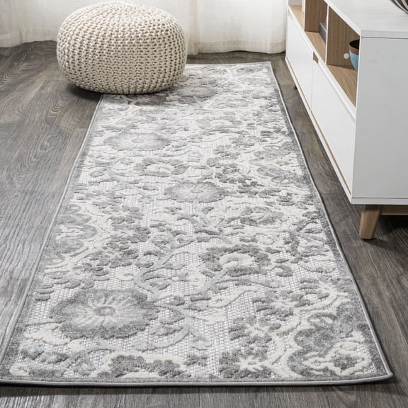 JONATHAN Y AMALFI COAST 2 x 10 Runner Rug, Lucena Medallion - Light Gray/Ivory, AMC104A-210