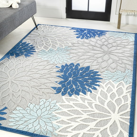JONATHAN Y AMALFI COAST 3 x 5 Area Rug, Minori Floral - Blue/Gray, AMC109A-3