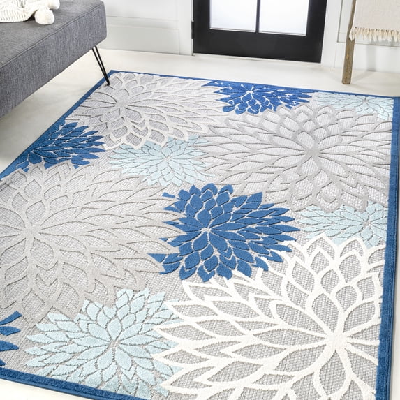 JONATHAN Y AMALFI COAST 4 x 6 Area Rug, Minori Floral - Blue/Gray, AMC109A-4