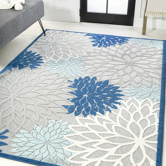 JONATHAN Y AMALFI COAST 5 x 8 Area Rug, Minori Floral - Blue/Gray, AMC109A-5