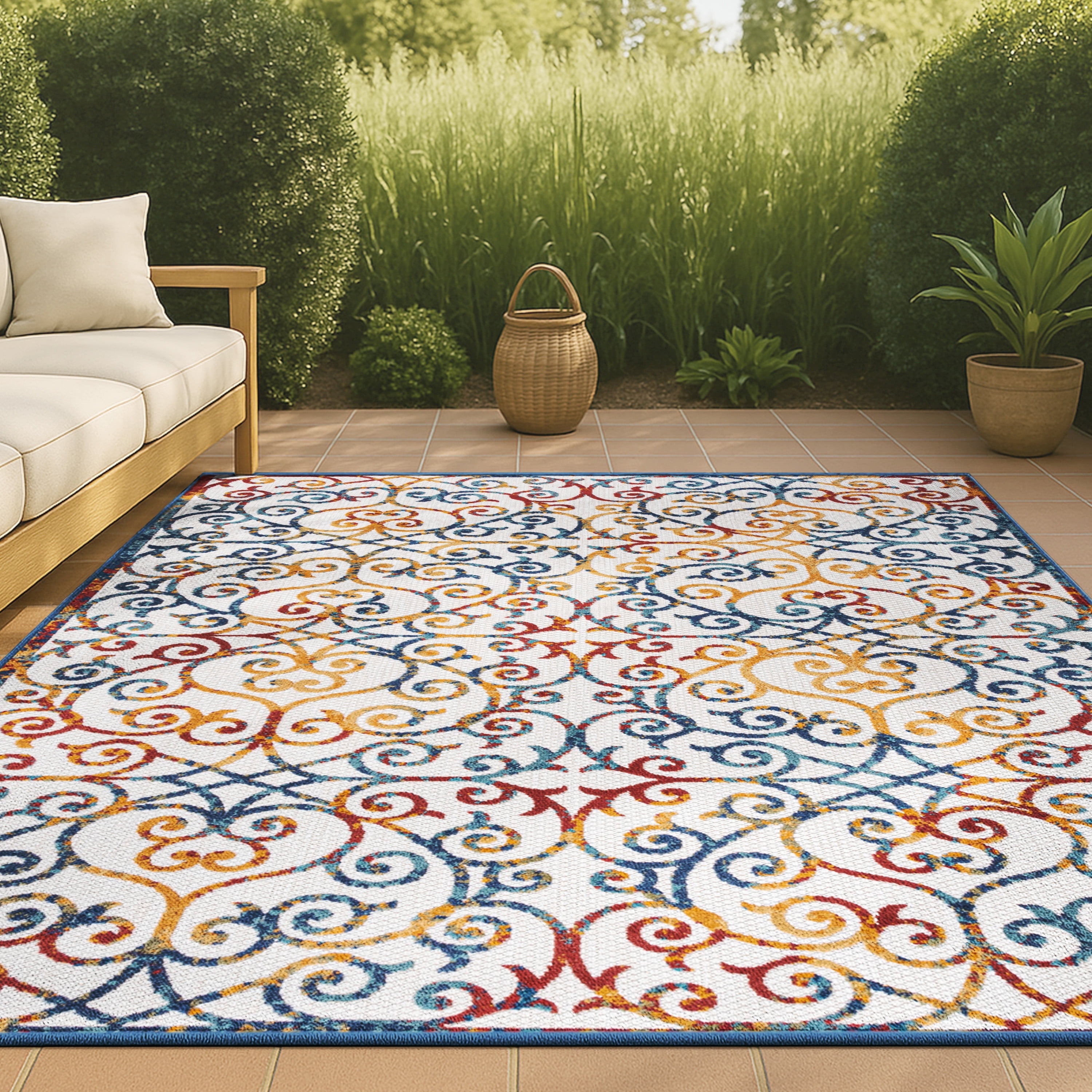 JONATHAN Y AMALFI COAST 4 x 6 Area Rug, Atrani Scroll Trellis - Cream ...