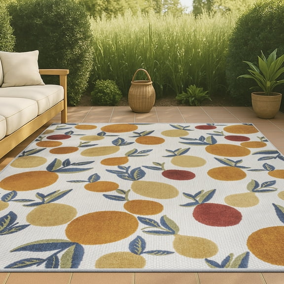 JONATHAN Y AMALFI COAST 4 x 6 Area Rug, Limone Bold Lemon - Orange/Beige/Cream, AMC118A-4