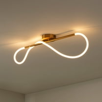 JONATHAN Y Alessio 33" Contemporary Minimalist 360 Adjustable Silicone Neon Rope Dimmable Linear Integrated LED Flush Mount, Brass Gold, JYL7137A