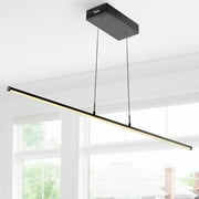 JONATHAN Y Ali 39.5" Dimmable Adjustable Integrated LED Metal Linear Pendant, by JONATHAN  Y Black N/A